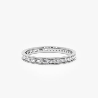 0.45 TCW Baguette & Round Cut Channel Set Eternity Moissanite Diamond Wedding Band