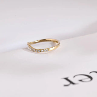 0.25 TCW Round Curved Half Eternity Moissanite Diamond Wedding Band