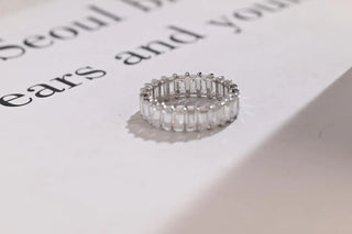 2.0 TCW Emerald Cut Full Eternity Moissanite Diamond Wedding Band