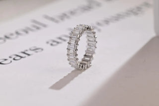 2.0 TCW Emerald Cut Full Eternity Moissanite Diamond Wedding Band