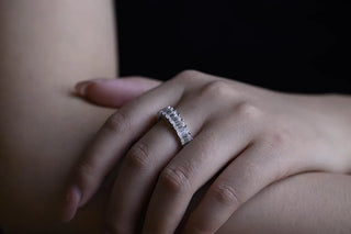2.0 TCW Emerald Cut Full Eternity Moissanite Diamond Wedding Band