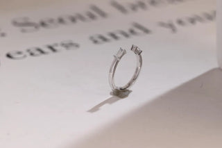 0.20 TCW Baguette Cut Open Cuff Moissanite Diamond Wedding Band