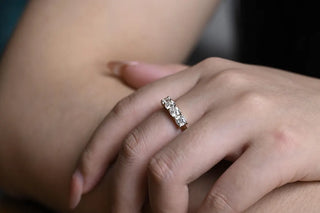 2.0 TCW Cushion Half Eternity Moissanite Diamond Wedding Band