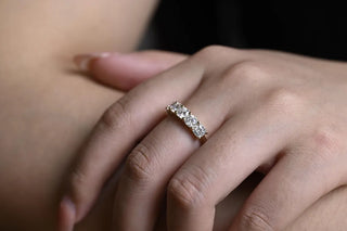 2.0 TCW Cushion Half Eternity Moissanite Diamond Wedding Band