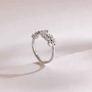 1.0 TCW Marquise Tiny Leaf Branch Unique Moissanite Diamond Wedding Band