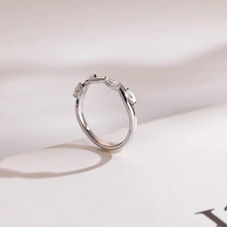 0.12 TCW Nature Inspired Marquise Moissanite Diamond Wedding Band