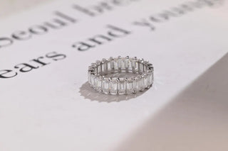 2.0 TCW Emerald Cut Full Eternity Moissanite Diamond Wedding Band