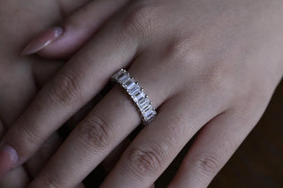2.0 TCW Emerald Cut Full Eternity Moissanite Diamond Wedding Band