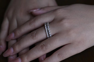 2.0 TCW Emerald Cut Full Eternity Moissanite Diamond Wedding Band