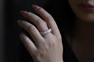 2.0 TCW Emerald Cut Full Eternity Moissanite Diamond Wedding Band