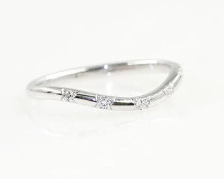 0.80 TCW Round Cut Flush Set Curved Moissanite Diamond Wedding Band