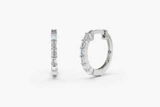 Baguette Cut Diamond Moissanite Hoop Earring Gift for Women