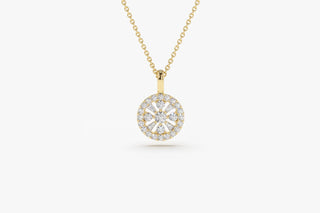 Round & Baguette Cut Diamond Necklace for Anniversary Gift