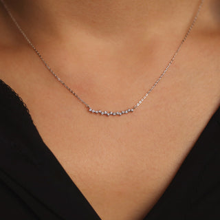 Round Cut Diamond Curved Cluster Necklace for Women