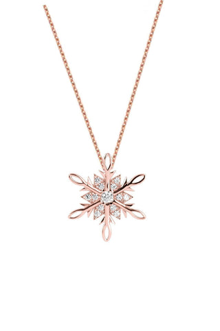 Round Cut Diamond Snowflake Dream Necklace for Her