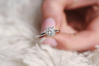 2.0CT Cushion Hidden Halo Moissanite Solitaire Diamond Engagement Ring