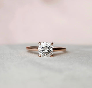 2.0CT Cushion Hidden Halo Moissanite Solitaire Diamond Engagement Ring