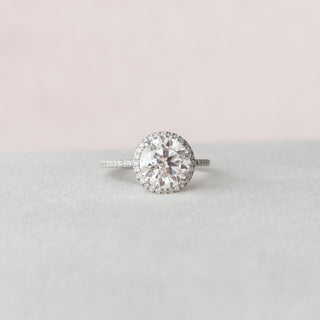 3.0CT Round Halo Moissanite Diamond Engagement Ring