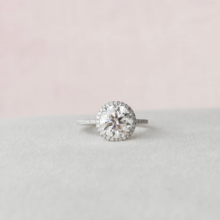 3.0CT Round Halo Moissanite Diamond Engagement Ring