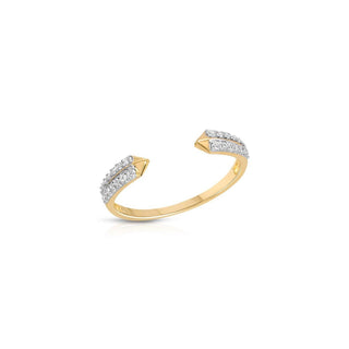 Round Cut Diamond 14k Gold Pave Open Claw Wedding Ring