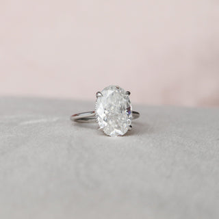 5.0CT Oval Hidden Halo Moissanite Diamond Engagement Ring