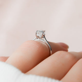 1.50CT Pear Hidden Halo Moissanite Diamond Engagement Ring