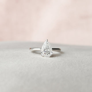 1.50CT Pear Hidden Halo Moissanite Diamond Engagement Ring