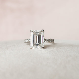 5.0CT Emerald Cut Vintage Pave Moissanite Diamond Engagement Ring