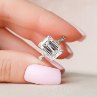 5.0CT Emerald Cut Vintage Pave Moissanite Diamond Engagement Ring