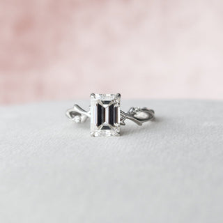 2.0CT Emerald Cut Moissanite Twig Diamond Engagement Ring