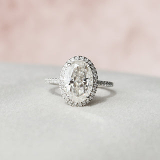 2.50CT Oval Halo Moissanite Diamond Pave Engagement Ring