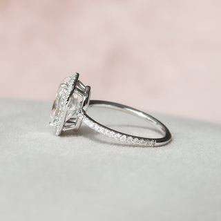 2.50CT Oval Halo Moissanite Diamond Pave Engagement Ring