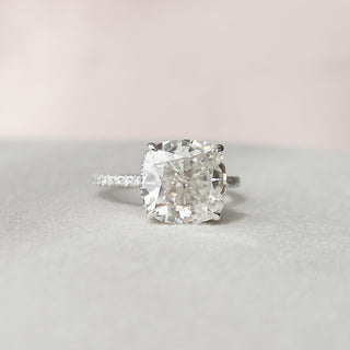 4.50CT Cushion Hidden Halo Moissanite Pave Diamond Engagement Ring