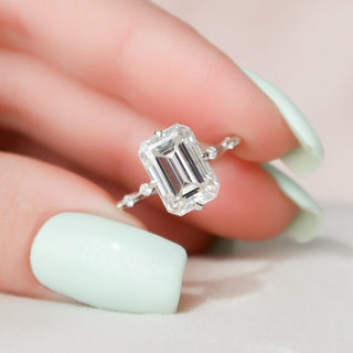 3.0CT Emerald Cut Solitaire Moissanite Diamond Engagement Ring