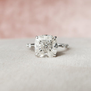 5.0CT Cushion Moissanite Solitaire Diamond Engagement Ring