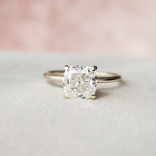 2.0CT Cushion Hidden Halo Moissanite Diamond Engagement Ring