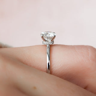 1.0CT Round Unique Hidden Halo Moissanite Solitaire Diamond Engagement Ring