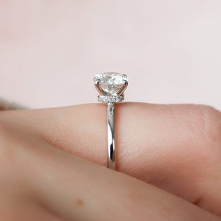 1.0CT Round Cut Moissanite Solitaire Unique Hidden Halo Engagement Ring