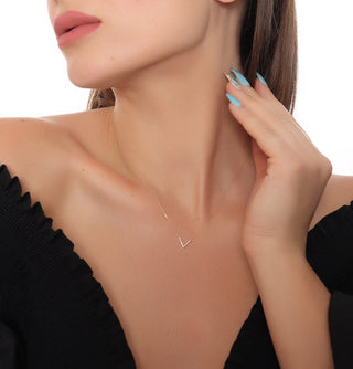 Elegant Gold Diamond Necklace V Shaped Necklace for Her