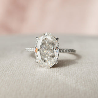 3.50CT Oval Hidden Halo Moissanite Diamond Engagement Ring