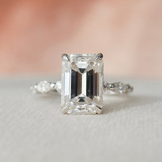 3.0CT Emerald Cut Hidden Halo Moissanite Diamond Engagement Ring