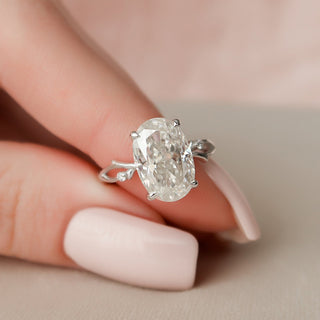 3.50CT Oval Twig Moissanite Diamond Engagement Ring