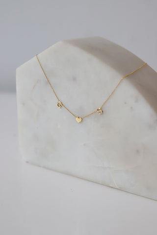 Custom Initial Letter Necklace for Women in 14K Gold