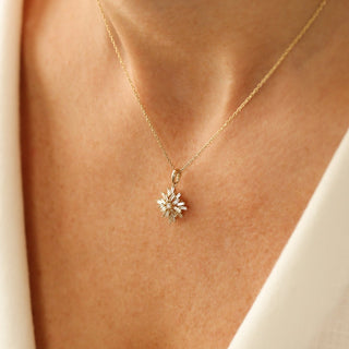 Baguette Cut Diamond Cluster Necklace for Women