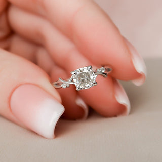 1.0CT Cushion Twig Moissanite Diamond Engagement Ring