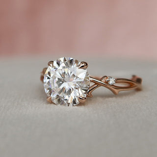 2.50ct Round Brilliant Moissanite Twig Diamond Engagement Ring