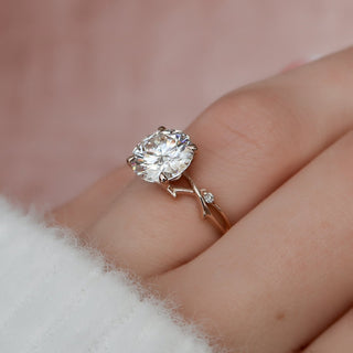 2.50ct Round Brilliant Moissanite Twig Diamond Engagement Ring