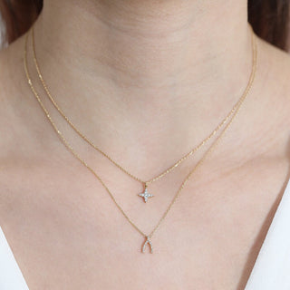 Round Cut Diamond North Star Necklace for Women