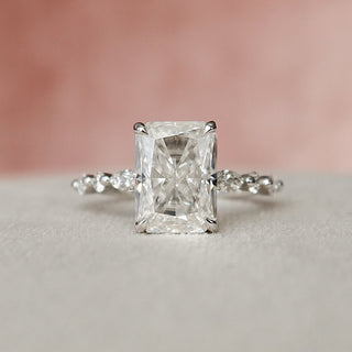 3.50CT Radiant Moissanite Hidden Halo Diamond Engagement Ring