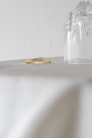 Baguette Cut Diamond Huggie Hoop Earring for for Her